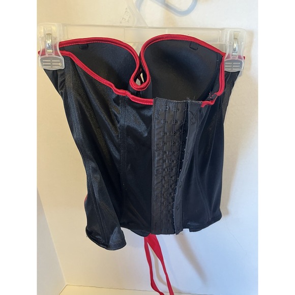 Playboy Intimates Corset Bustier Top Black & Red Lace Up Hook & Eye M - Picture 2 of 14